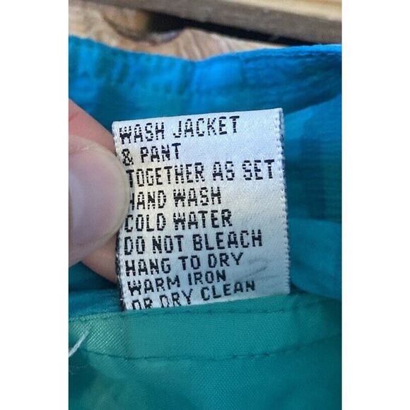 EVR Shoulder Pad Silk Jacket Size Large Women’s Teal Full Zip - Picture 5 of 8